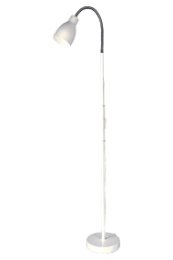 Sarek Weiß stehlampe Von Aneta Lighting - Sarek ist eine stilvolle Stehlampe aus mattwei&szlig;em Metall mit einem verchromten Flexarm zur einfachen Ausrichtung des Lichts.