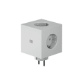 Square 2 Socket extender with 30W Dual USBC Grau Von Avolt - Steckdosenverlängerung von Avolt im stylischen Design mit einem Würfel aus recyceltem Kunststoff und einer Magnetplatte an der Unterseite zum Aufhängen an der Wand.