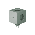 Square 2 Socket extender with 30W Dual USBC Grün Von Avolt - Steckdosenverlängerung von Avolt im stylischen Design mit einem Würfel aus recyceltem Kunststoff und einer Magnetplatte an der Unterseite zum Aufhängen an der Wand.