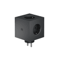 Square 2 Socket extender with 30W Dual USBC Schwarz Von Avolt - Steckdosenverlängerung von Avolt im stylischen Design mit einem Würfel aus recyceltem Kunststoff und einer Magnetplatte an der Unterseite zum Aufhängen an der Wand.