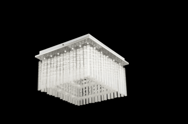 Vince 36cm Chrom kristall Von Globo Lighting - Die quadratische Form und das Chrom-Finish werden mit klaren Glasst&auml;ben und funkelnden Kristallen kombiniert, die einen exklusiven und stilvollen Ausdruck erzeugen.