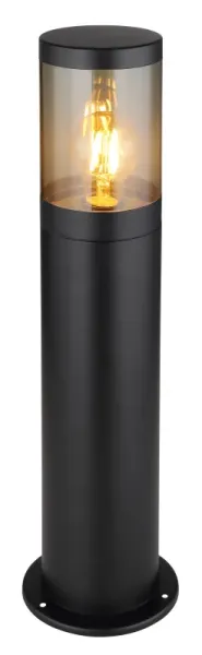 Xeloo 50cm Schwarz pollarleuchten Von Globo Lighting - Tillverkad i rostfritt st&aring;l med en r&ouml;kf&auml;rgad plastsk&auml;rm ger den ett mjukt och behagligt ljus.