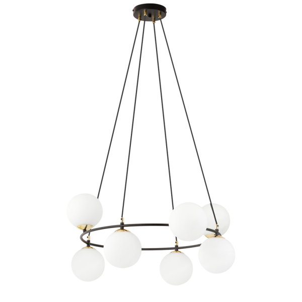 Azura Ø75 Weiß Von Emibig Lighting - Die runde Form der Leuchte mit asymmetrisch angeordneten Schirmen verleiht dem Raum eine einzigartige Atmosph&auml;re und unterstreicht ihren modernen und edlen Charakter.