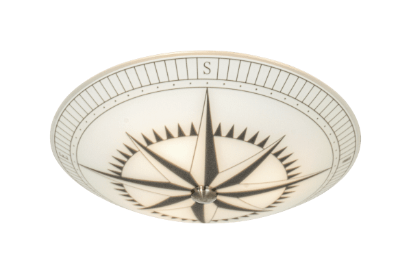 Kompass Ø42 Weiß deckenleuchte Von Aneta Lighting - Deckenleuchte Kompass mit leicht schalenförmigem Musterglas und Metalldetails.