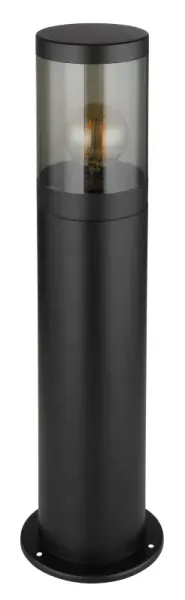 Xeloo 50cm Schwarz pollarleuchten Von Globo Lighting - Tillverkad i rostfritt st&aring;l med en r&ouml;kf&auml;rgad plastsk&auml;rm ger den ett mjukt och behagligt ljus.