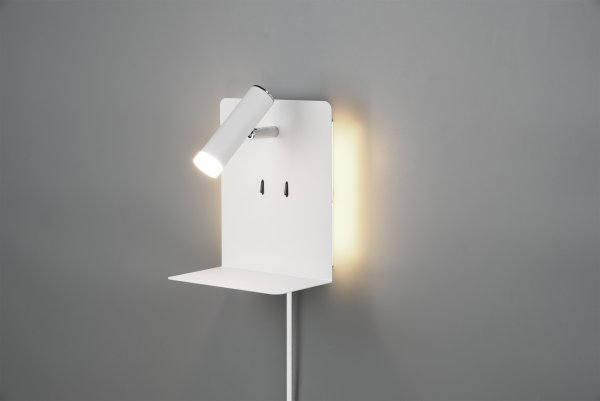 Element Weiß leselampe Von Trio Lighting - Die Leuchte verf&uuml;gt &uuml;ber zwei integrierte Lichtquellen, die sich separat &uuml;ber die Schalter an der Wandhalterung steuern lassen.