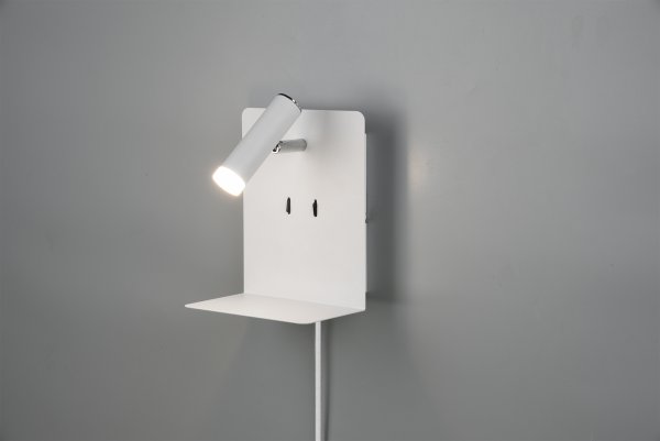 Element Weiß leselampe Von Trio Lighting - Die Leuchte verf&uuml;gt &uuml;ber zwei integrierte Lichtquellen, die sich separat &uuml;ber die Schalter an der Wandhalterung steuern lassen.