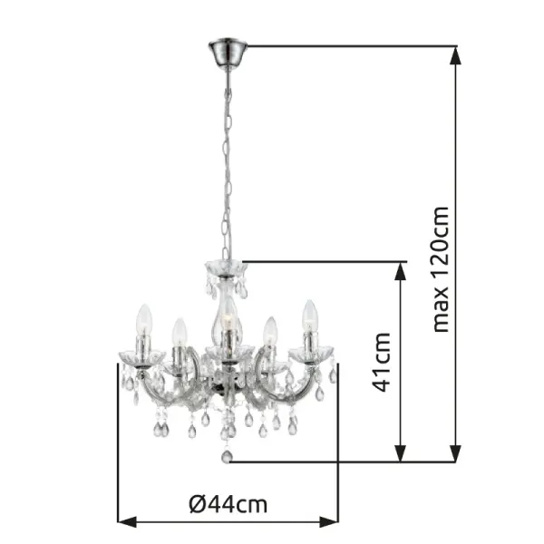 Cuimbra Ø45 Chrom kristall Von Globo Lighting - Med sina krompl&auml;terade detaljer och klarglas skapar den en lyxig glans och en stilfull atmosf&auml;r.