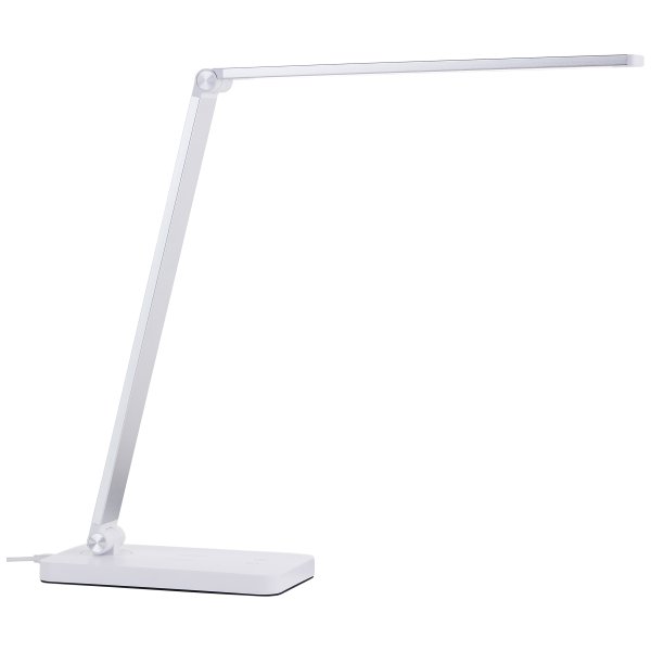 Florence 38cm Weiß schreibtischlampe Von Brilliant - Die Leuchte verfügt über einen 3-Stufen-Touchdimmer zur Regulierung der Helligkeit und bietet sowohl warm- als auch tageslichtweißes Licht.