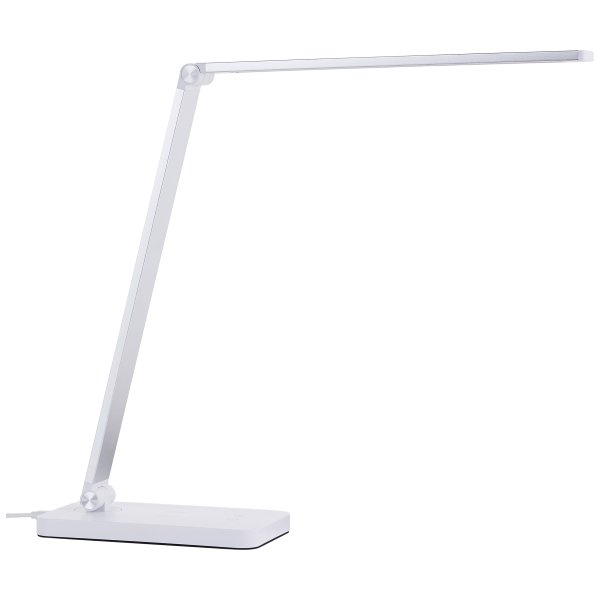 Florence 38cm Weiß schreibtischlampe Von Brilliant - Die Leuchte verfügt über einen 3-Stufen-Touchdimmer zur Regulierung der Helligkeit und bietet sowohl warm- als auch tageslichtweißes Licht.