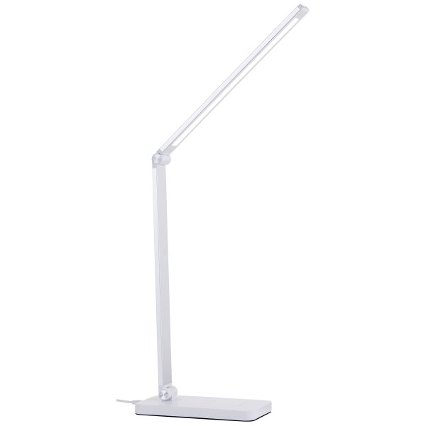 Florence 38cm Weiß schreibtischlampe Von Brilliant - Die Leuchte verfügt über einen 3-Stufen-Touchdimmer zur Regulierung der Helligkeit und bietet sowohl warm- als auch tageslichtweißes Licht.