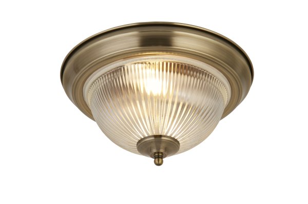 American Diner Ø30 Antikes Messing badezimmerlampe Von Searchlight - Diese Deckenleuchte aus antikem Messing verleiht Ihrem Badezimmer ein klassisches und elegantes Flair.
