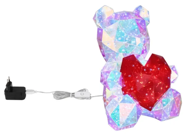 Brondar Transparent kinderlampe Von Globo Lighting - Den charmiga bordslampan i form av en s&ouml;t bj&ouml;rn med ett hj&auml;rta i kristall-look sprider ett magiskt sken i rummet.