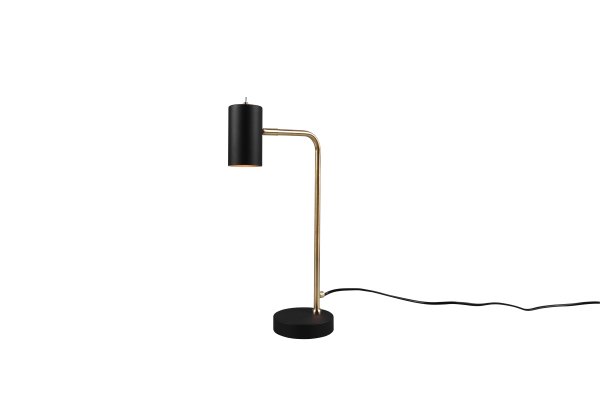 Marley 45cm Mattes Messing schreibtischlampe Von Trio Lighting - Die moderne Kombination aus mattem Schwarz und mattem Messing sorgt für stilvolle Kontraste und wertet das Interieur auf.