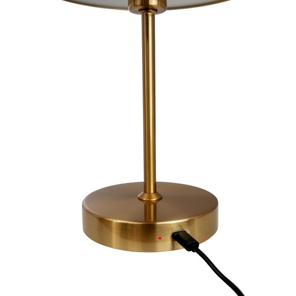 Stockholm 30cm Antikes Messing tragbare Von Dyberg Larsen - Die praktische Akkuanzeige zeigt deutlich an, wann es Zeit zum Aufladen ist und bei voller Ladung leuchtet das Licht mit einer Akkuladung bis zu 6 Stunden lang.
