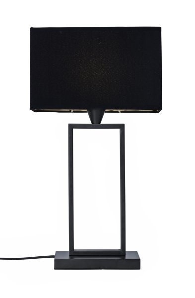 Kensington 50cm Schwarz tischlampe Von Cottex - Der stilvolle Metallrahmen sorgt für ein luftiges und modernes Ambiente, während der schwarze Textilschirm ein weiches und angenehmes Licht verbreitet.