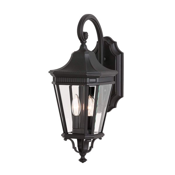 Cotswold Lane Schwarz außenlampe Von Elstead Lighting - Die Cotswold-Wandlampe hat ein klassisches Design, das an antike Gaslaternen erinnert, mit Details, die an architektonische Zierleisten erinnern.