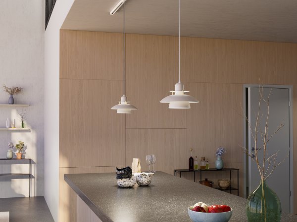 Primus IV Ø28 Glänzend weiß hängelampe Von Belid - Passt in die Küche oder über den Esstisch.