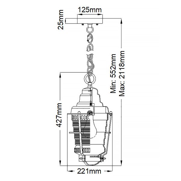 Chance Harbor 43cm Zink Von Elstead Lighting - Chance Harbor &auml;r en klassisk och robust takpendel med en design inspirerad av maritim stil.
