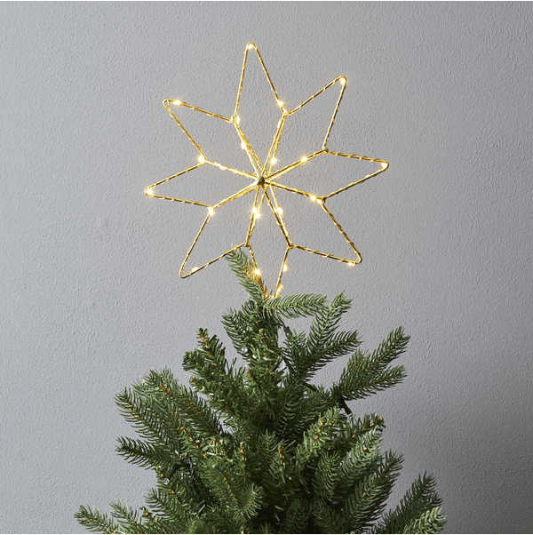 Baumspitze Topsy Gold Von Star Trading - Stylischer Top-Stern mit warmwei&szlig;em Licht, der perfekt an den Weihnachtsbaum passt.