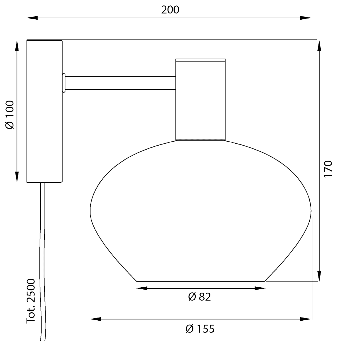 Bell Ø15 Rauchgrau wandlampe Von Aneta Lighting - Der runde Glasschirm spendet ein warmes und angenehmes Licht und schafft so eine einladende Atmosphäre im Raum.