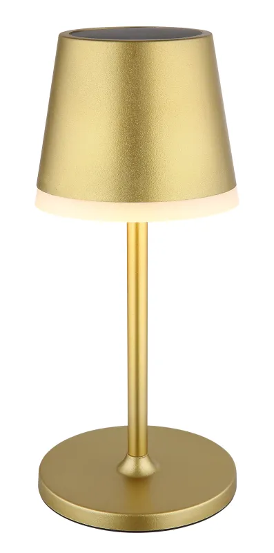 Bordslampa LED Gold solarleuchte Von Globo Lighting - Den diskreta designen sm&auml;lter in i alla milj&ouml;er och med IP44-klassning &auml;r den t&aring;lig mot v&auml;der och vind.