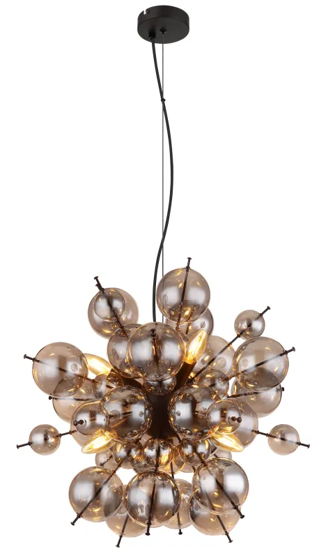 Udo Ø55 Rauchfarben hängelampe Von Globo Lighting - Dess unika design imponerar med en rund form d&auml;r eleganta metallst&auml;nger sammanl&auml;nkas med dekorativa kulor i olika storlekar.