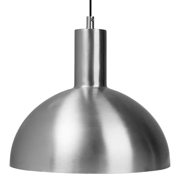 Mid Ø25 Edelstahl hängelampe Von H. Skjalm P - Die Pendelleuchte Mid aus mattiertem Edelstahl hat eine elegante Halbkugelform, die für eine gemütliche und stimmungsvolle Beleuchtung sorgt.