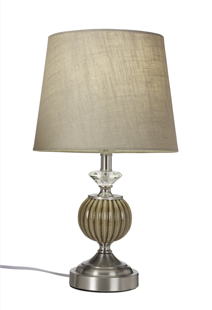 Siv 43cm Grau tischlampe Von Cottex - Lieferung mit weißem Kabel mit Netzschalter und Stecker.