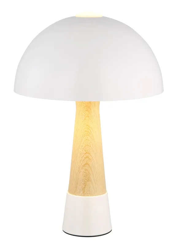 Paulin 36cm Sand tischlampe Von Globo Lighting - Den runda kroppen i matt sandf&auml;rgad metall med tr&auml;look ger ett stilfullt och naturligt uttryck samtidigt som den &auml;r h&aring;llbar och l&auml;tt att reng&ouml;ra.