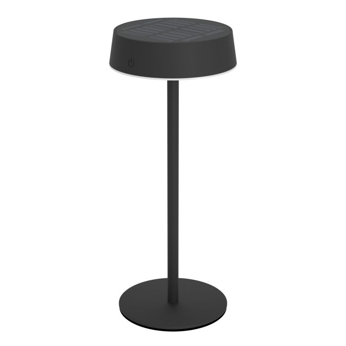 Simeri 30cm Schwarz solarleuchte Von Eglo - Simeri ist eine stilvolle, solarbetriebene Tischlampe, die Form und Funktion f&uuml;r den Innen- und Au&szlig;enbereich vereint.