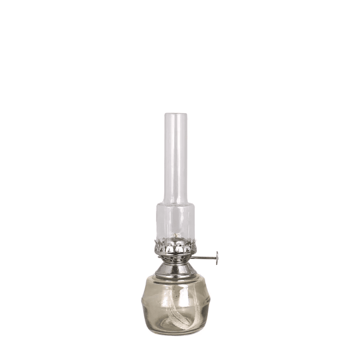 Kerosene Lamp Majken Small Grau Von Strömshaga - Brenner aus Klarglas und Brenner aus Nickel.