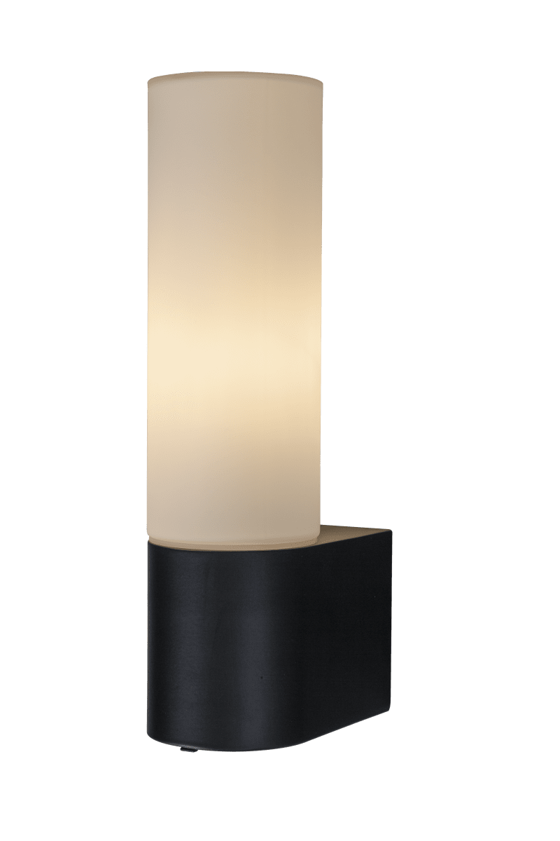 Cosenza 25cm Schwarz badezimmerlampe Von Aneta Lighting - Cosenza-Wandleuchte aus schwarzem Metall und mit einem opalweißen Glasschirm.