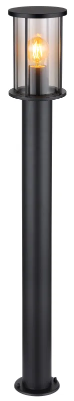 Gracey 100cm Schwarz pollarleuchten Von Globo Lighting - Gracey &auml;r en pollare i stilren design, tillverkad av mattsvart rostfritt st&aring;l och har en r&ouml;kf&auml;rgad glassk&auml;rm.