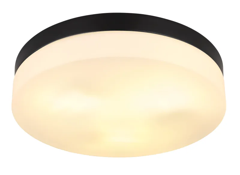 Vranos 30cm Schwarz Von Globo Lighting - Lampan &auml;r tillverkad i aluminium och glas, vilket ger ett tidl&ouml;st och sofistikerat uttryck.