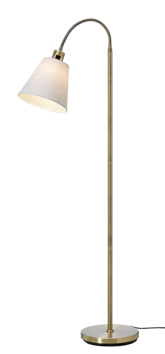 Solo Antikes Messing stehlampe Von Cottex - Die Solo-Stehleuchte in Antikmessing ist für einen persönlichen Stil mit weißen und schwarzen Textilschirmen erhältlich.