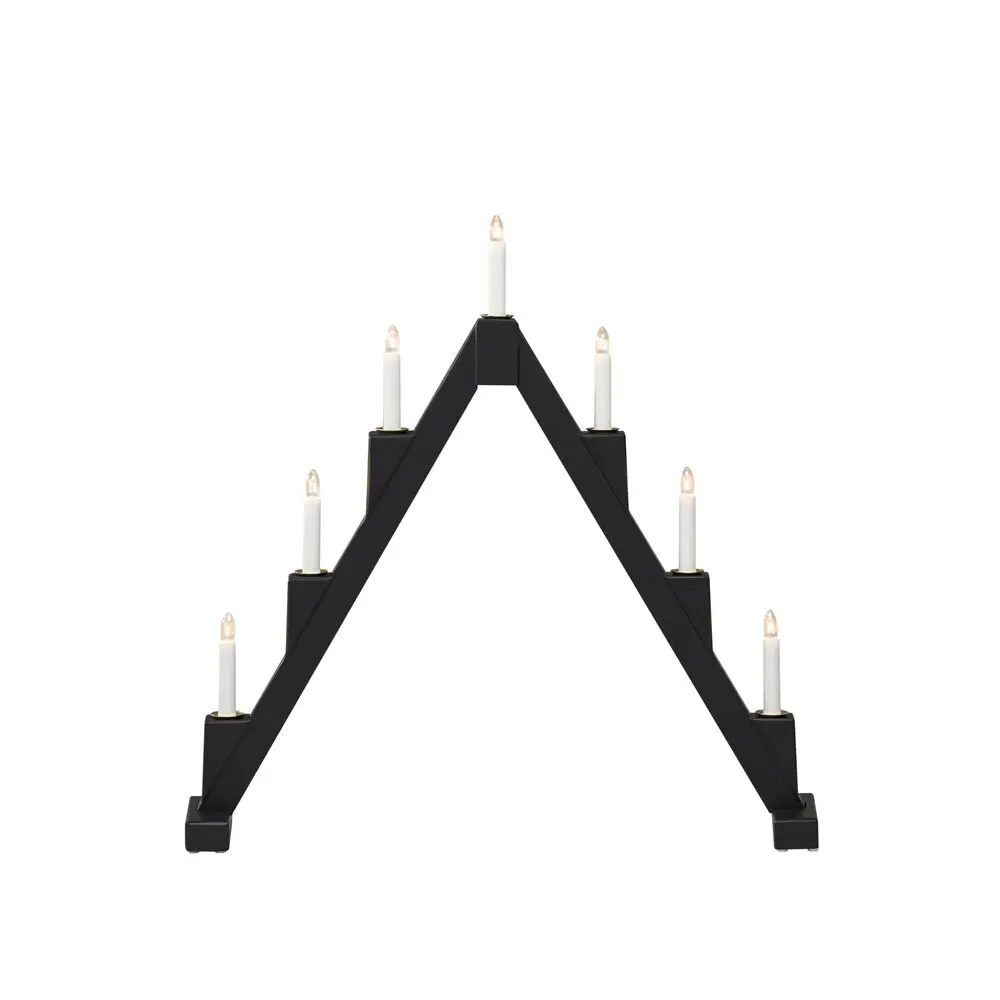 Candelabra 7 Lights Schwarz Von Konstsmide - Faltbarer elektrischer Kerzenst&auml;nder mit 7 Kerzen, aus schwarz lackiertem Draht, verziert mit Messingringen um jede Kerze f&uuml;r eine elegante Note.