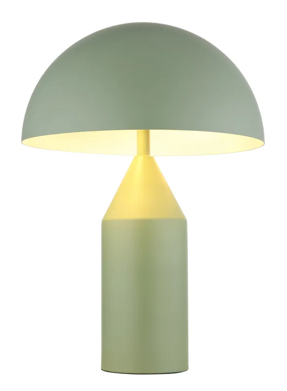 Atoma 40cm Grün tischlampe Von Globo Lighting - Sk&auml;rmen i matt, d&aring;v gr&ouml;n f&auml;rg och vitt skapar en harmonisk kontrast och ger en behaglig ljusspridning.
