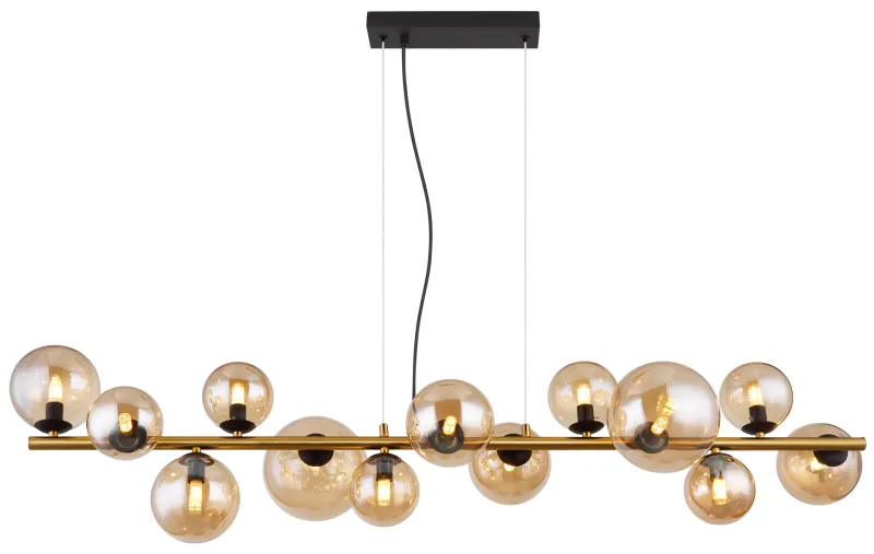 Riha 120cm Bernstein hängelampe Von Globo Lighting - Lampan &auml;r av matt m&auml;ssingsf&auml;rgad metall och ger ditt hem en lyxig och inbjudande atmosf&auml;r.