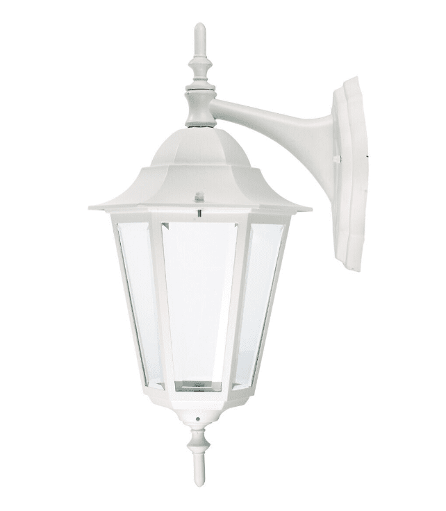 Kartano Weiß außenlampe Von Airam - Die Wandleuchte Kartano Down passt in eine traditionelle kleine Hausumgebung.