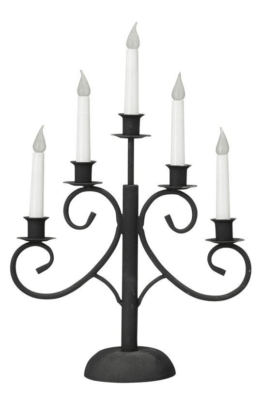 Smide 5 Schwarz Von Pixie Design - Eleganter und stilvoller Kerzenst&auml;nder in schwarz mattiertem Schmiedeeisendesign mit f&uuml;nf Armen.