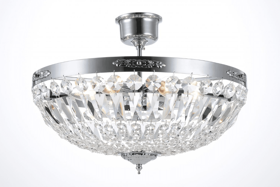 Rhea Ø50 Silber kristall Von Norrsken Design - Die Deckenleuchte Rhea in Chrom ist eine bezaubernde Lichtlösung, die dem Raum ein luxuriöses und elegantes Flair verleiht.
