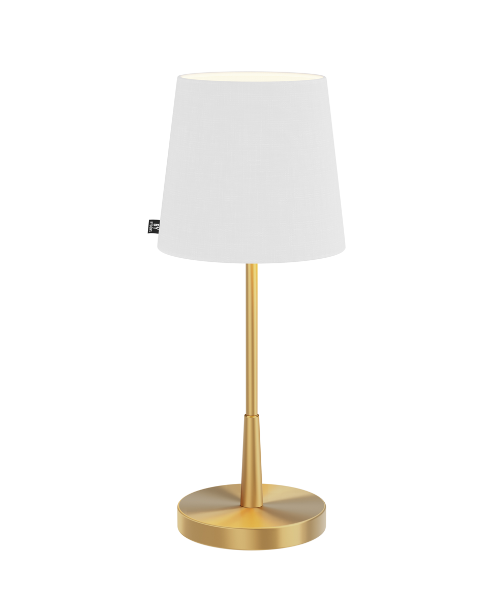 Lumi 48cm Gold tischlampe Von By Rydéns - Die Kombination aus einem wei&szlig;en Schirm, der f&uuml;r eine sch&ouml;ne Lichtverteilung sorgt, und dem Lampensockel aus Messing verleiht dem Raum Eleganz.