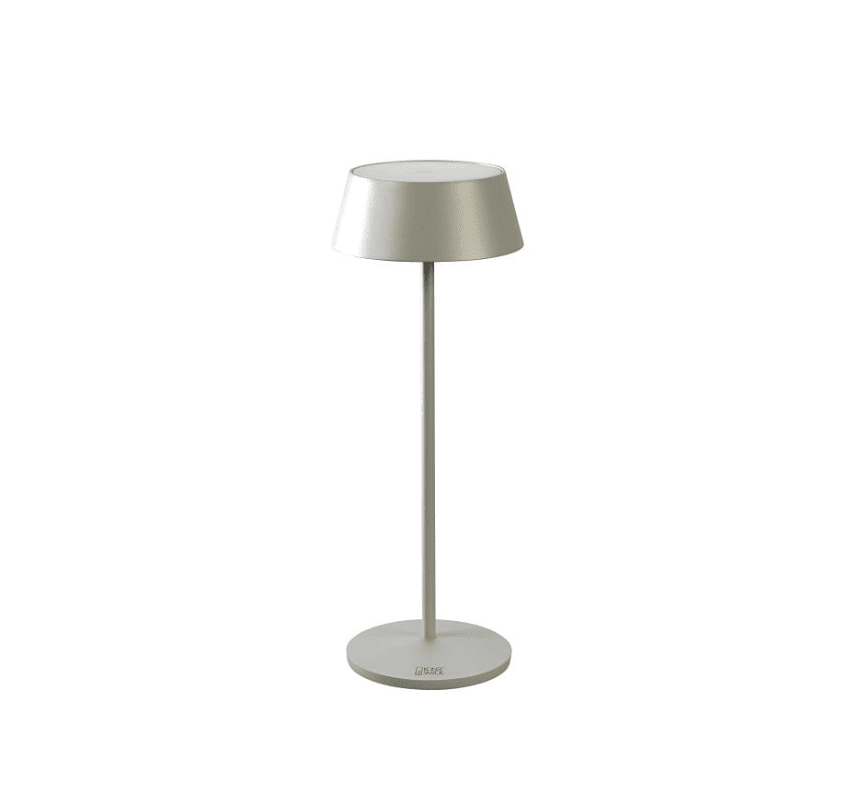 Menton 30cm Grau tragbare Von Konstsmide - Die Lampe ist mit einem Touch-Dimmer ausgestattet, mit dem sich Helligkeit und Farbtemperatur von warmgelbem Licht bis hin zu warmweißem Licht einstellen lassen.