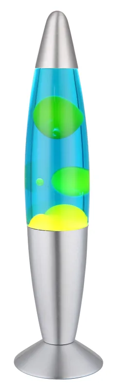 Etna Silber kinderlampe Von Globo Lighting - Etna &auml;r en fascinerande lavalampa med bl&aring; v&auml;tska och gult vax som sm&auml;lter l&aring;ngsamt och skapar hypnotiska ljuseffekter.