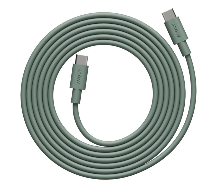 Cable 1 USB C to USB C Charging Cable, 2m Grün Von Avolt - Kabel 1 USB-C auf USB-C von Avolt kombiniert leistungsstarkes Laden mit stilvollem skandinavischen Design.