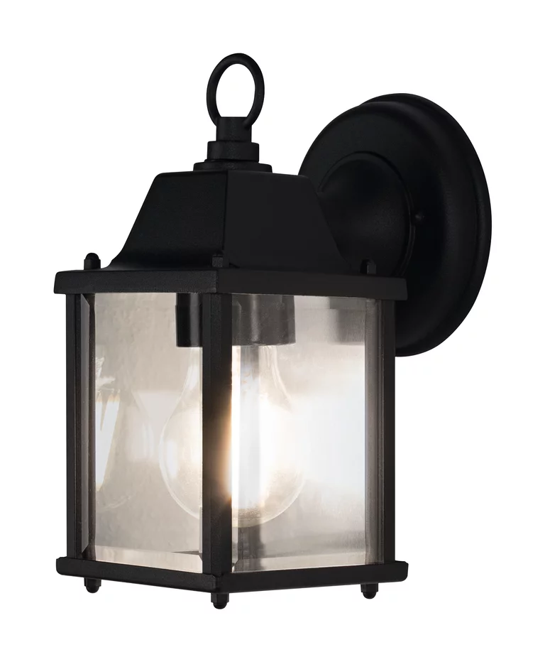 Lantern Square S Schwarz außenlampe Von Ledvance - Sie besteht aus langlebigem Aluminiumdruckguss und verf&uuml;gt &uuml;ber einen Schirm aus klarem Glas, der ein sch&ouml;nes und einladendes Licht verbreitet.