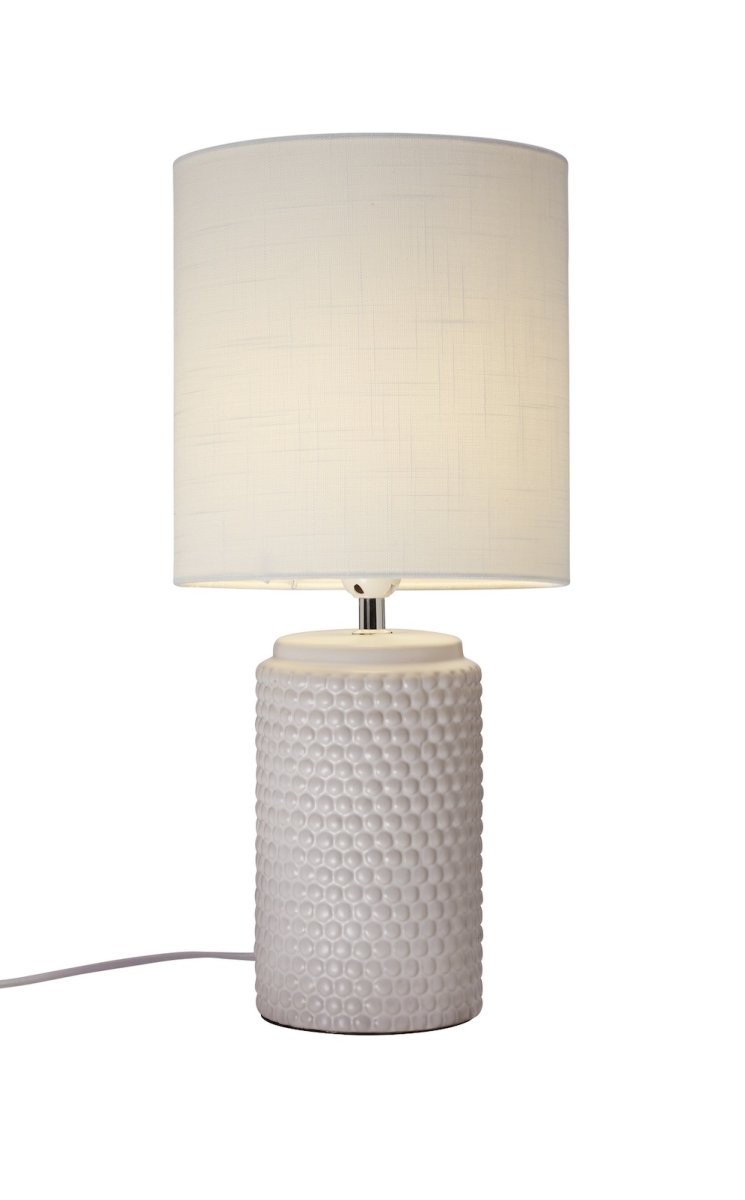 Bubble 50cm Weiß tischlampe Von Cottex - Der wei&szlig;e Textilschirm erzeugt ein angenehmes und sanftes Licht, das perfekt zur Stimmung im Raum beitr&auml;gt.