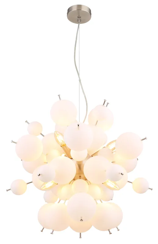 Udo Ø55 Weiß hängelampe Von Globo Lighting - Dess unika design imponerar med en rund form d&auml;r eleganta metallst&auml;nger sammanl&auml;nkas med dekorativa kulor i olika storlekar.