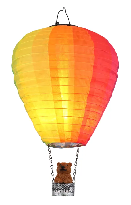 Balloon Mehrfarbig solarleuchte Von Globo Lighting - Skapa en lekfull k&auml;nsla i tr&auml;dg&aring;rden med Balloon, en solcellsdriven dekoration inspirerad av en luftballong med en bj&ouml;rn i korgen.